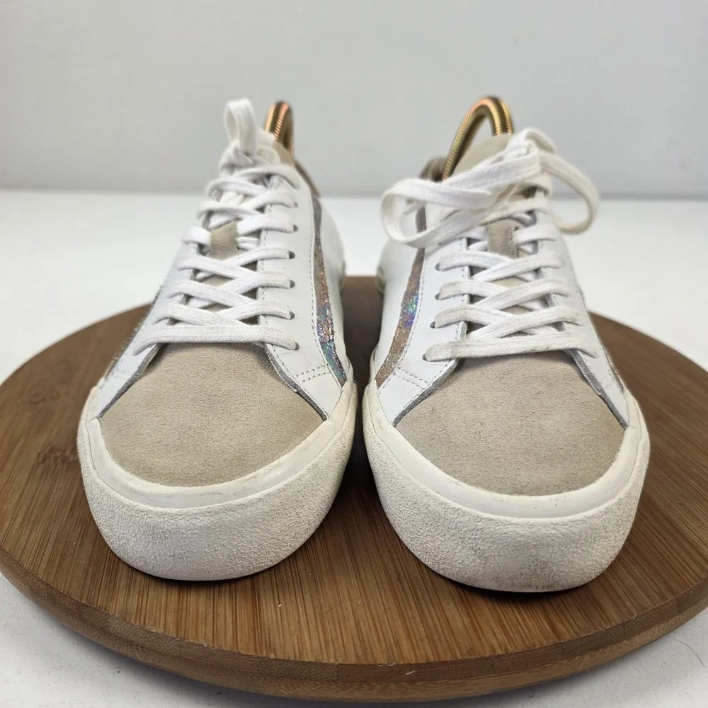 Madewell MWL Shoes Womens Size 9.5 White Leather Glitter Sneakers 2032131